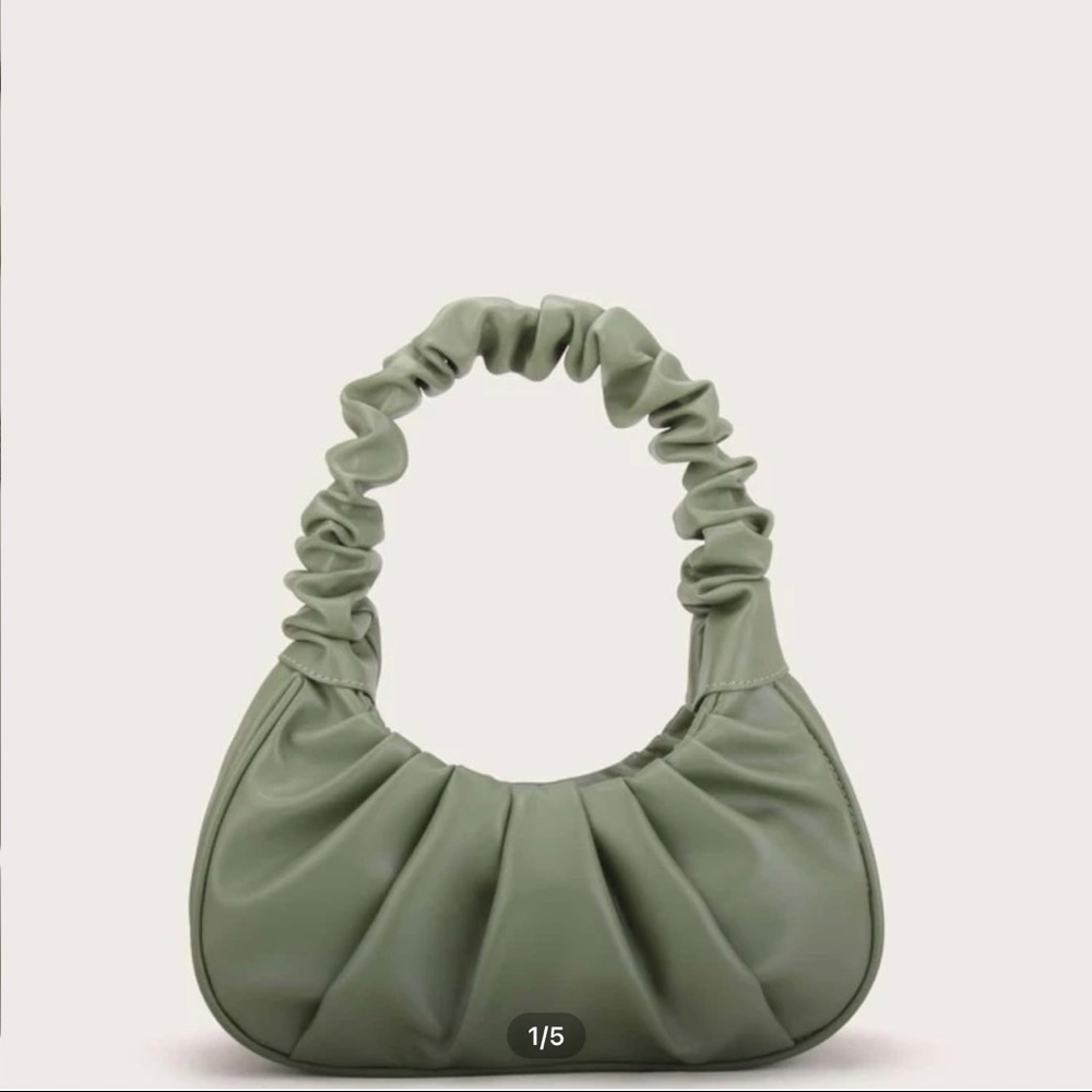 Baguette Ruched Mini Shoulder Mini Leather Purse.